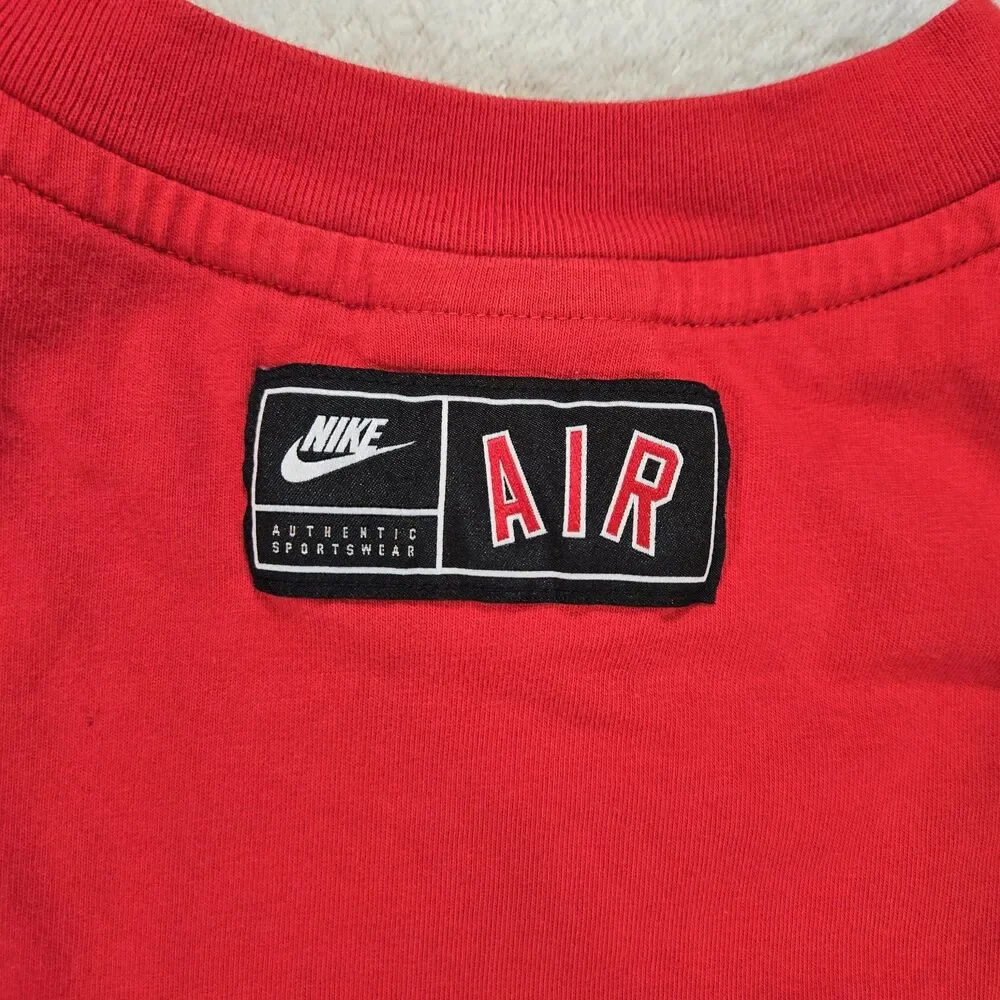 Boys Nike Air Long Sleeve Shirt Red White Graphic Crew Neck Youth XL